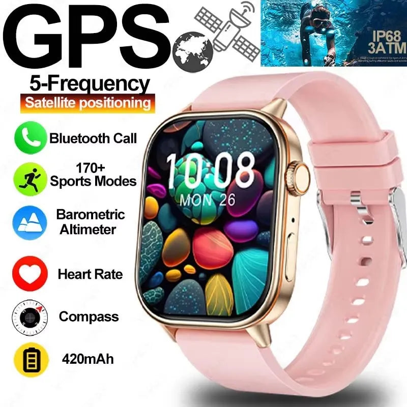 2025 New Built-in GPS Smart Watch 2.01 inch Full Touch Screen IP68 Waterproof Sports Watch 420mAh Bluetooth Talk Men Smartwatch.