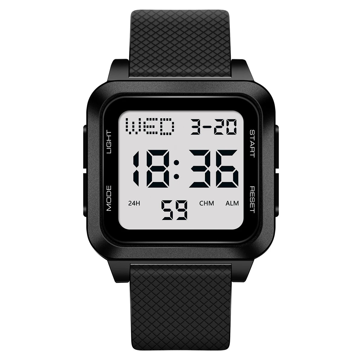 Men's sports watch, electronic waterproof LED digital watch, student alarm clock, countdown square electronic watch
