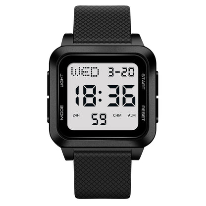 Men's sports watch, electronic waterproof LED digital watch, student alarm clock, countdown square electronic watch
