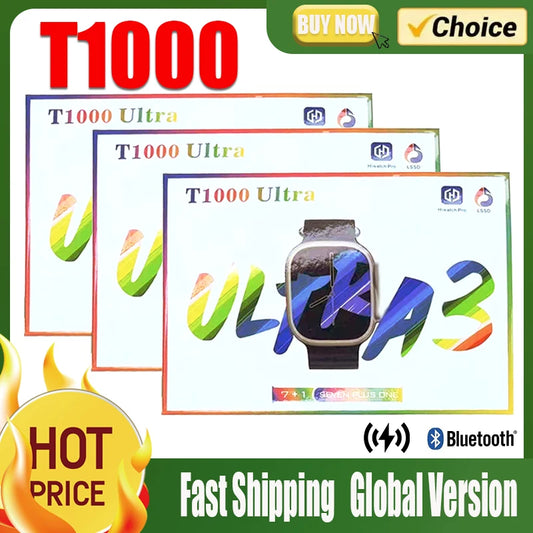 2025 New Smartwatch 7 Watch Straps Watch 10 T1000 Gift Amoled Circular Screen ECG Monitoring Reloj inteligente Wristwatch ﻿