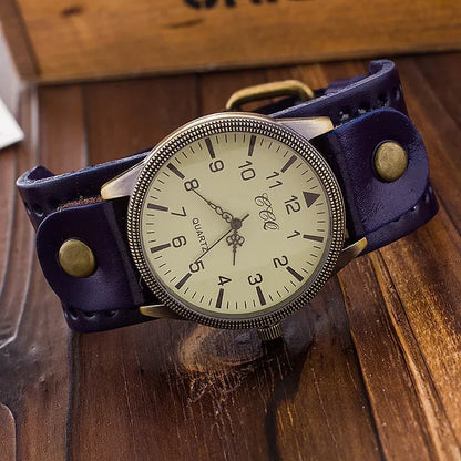 Men's Clock Cowhide Leather Bracelet Watch Retro Classic Antique Woman Quartz Wristwatch Watches Relogio Masculino Dropshipping