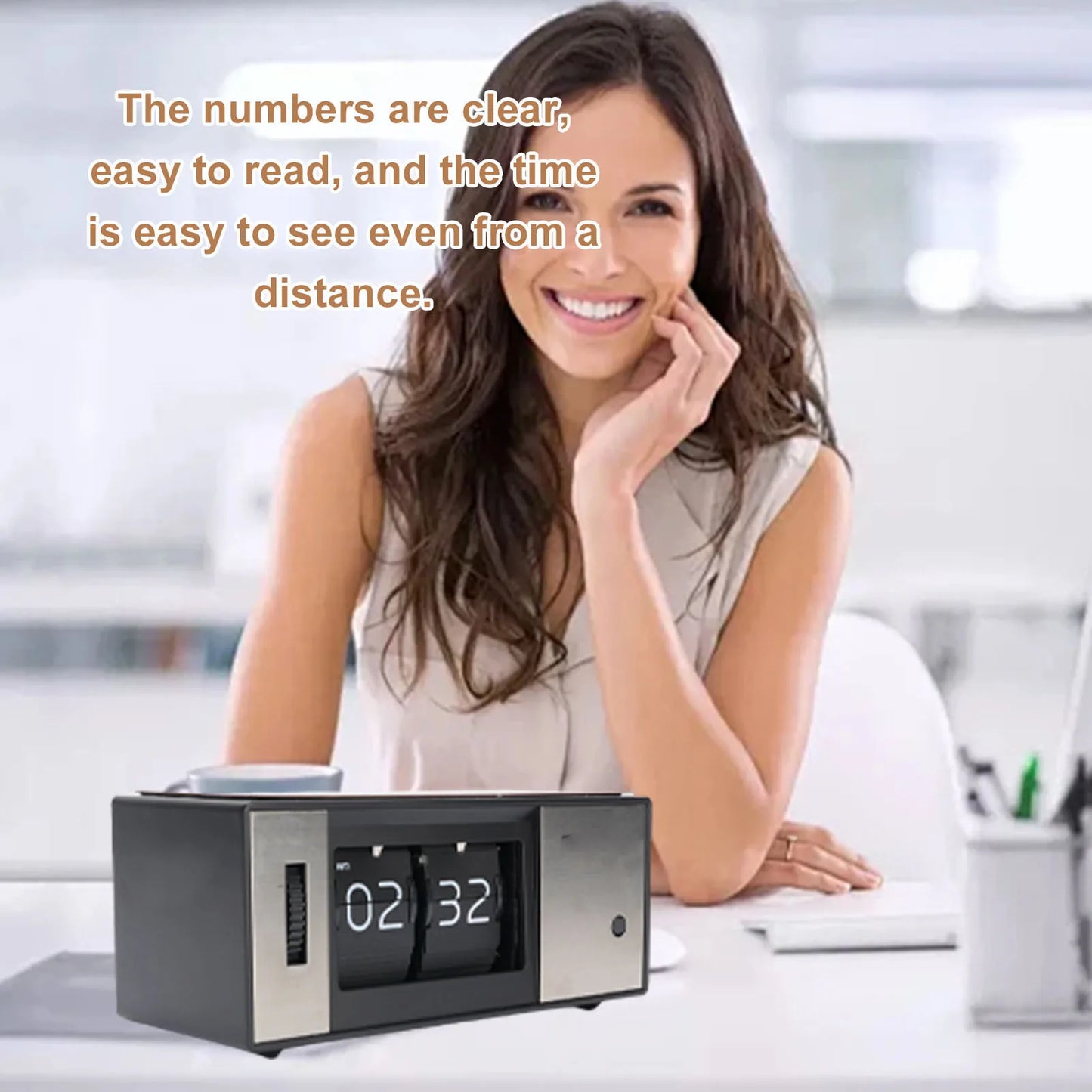 Desk Clock Anti Slip Quiet Sturdy 12 Hour Retro Digital Down Clock Easy To Read Battery Powered for Bedroom Office