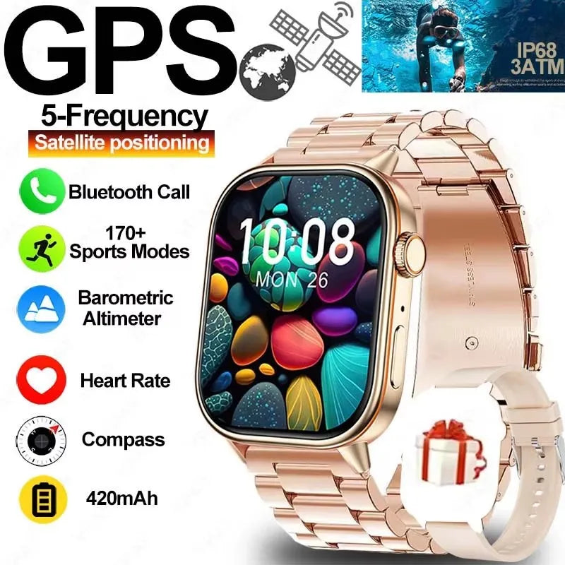 2025 New Built-in GPS Smart Watch 2.01 inch Full Touch Screen IP68 Waterproof Sports Watch 420mAh Bluetooth Talk Men Smartwatch.