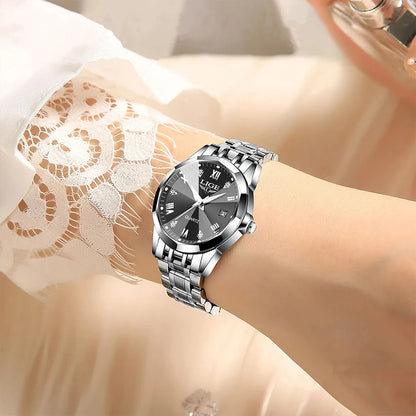 LIGE New Woman Watch Original Movement Calendar Quartz Watches Women Top Brand Fashion Luminous Stainless Steel Women's Watch