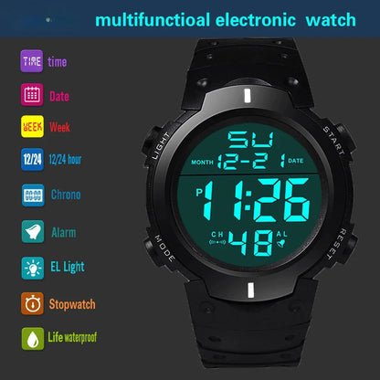 Men Electronic Watch Sports Watches For Men Waterproof Luminous Multifunction Outdoor Fitness Large Screen Electronic Wristwatch