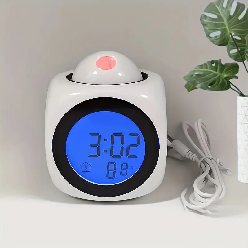 Portable LCD digital projection alarm clock, LCD screen display, living room bedroom projection alarm clock, home decoration