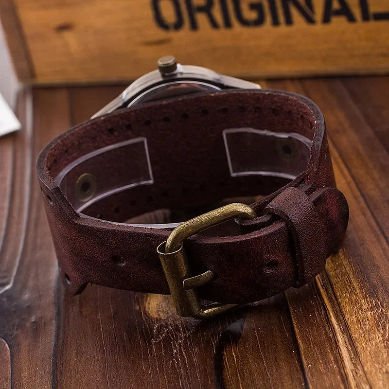 Men's Clock Cowhide Leather Bracelet Watch Retro Classic Antique Woman Quartz Wristwatch Watches Relogio Masculino Dropshipping