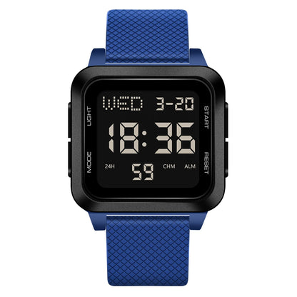 Men's sports watch, electronic waterproof LED digital watch, student alarm clock, countdown square electronic watch