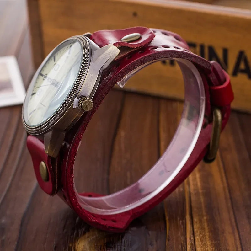Men's Clock Cowhide Leather Bracelet Watch Retro Classic Antique Woman Quartz Wristwatch Watches Relogio Masculino Dropshipping