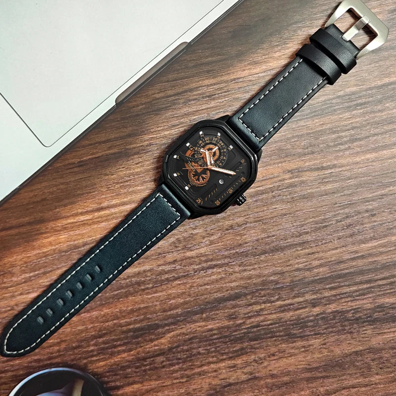 Men's Watch Fashion Leather Strap Casual Square Men's Watch Boyfriend Gift Watch men watch