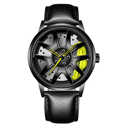 2025 Men Top Big Leather Watches Men Car Wheel Hub Stainless Steel Quartz Watch For Male Military Sports Watch Relogio Masculino