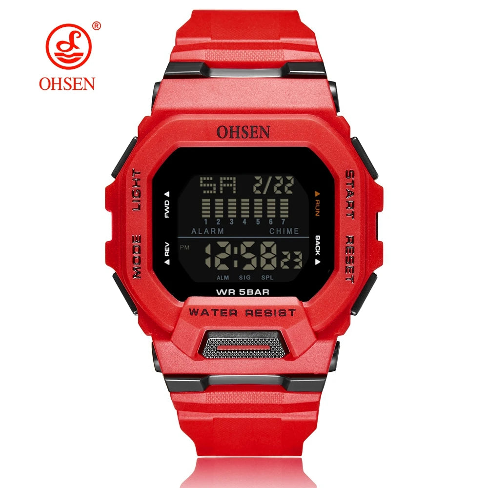 Outdoor Sport Digital Watches for Men Green Silicone Waterproof Tactical Electronic Men's Watch Big Dial Clock relogio masculino