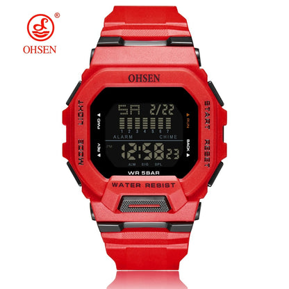 Outdoor Sport Digital Watches for Men Green Silicone Waterproof Tactical Electronic Men's Watch Big Dial Clock relogio masculino
