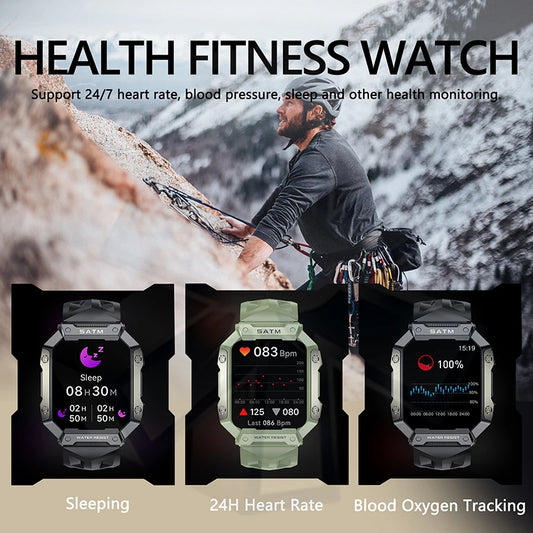2024 New Outdoor Sports Smart Watch Waterproof IP67 Blood Pressure Oxygen Heart Rate Health Fitness Monitor Men Women Smartwatch