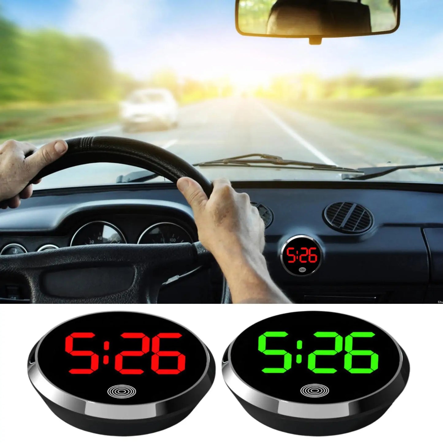 Car Clock Round Automotive Digital Clock Led Luminous Display Automotive Watch For Road Trip Long Travel Mini Digital Clock