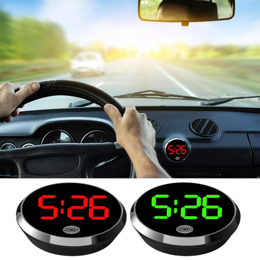 Car Clock Round Automotive Digital Clock Led Luminous Display Automotive Watch For Road Trip Long Travel Mini Digital Clock