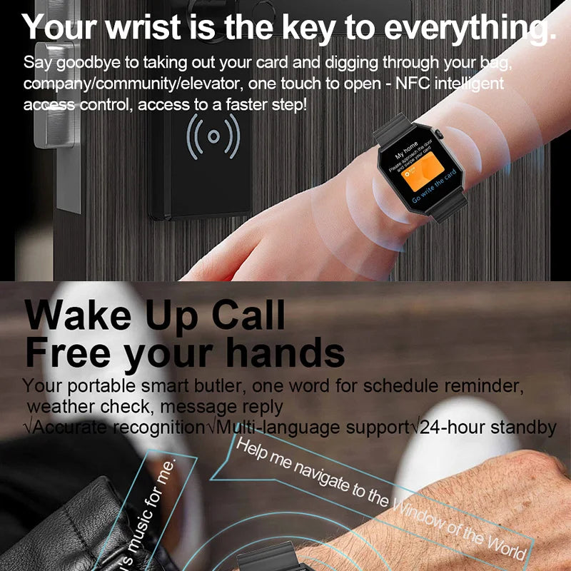 2025 New Smart Watch 1.95"HD Screen Health  Al Voice NFC Sports Mode  Altimeter  BT Call 3D Vision Deep Waterproof Smart Watch