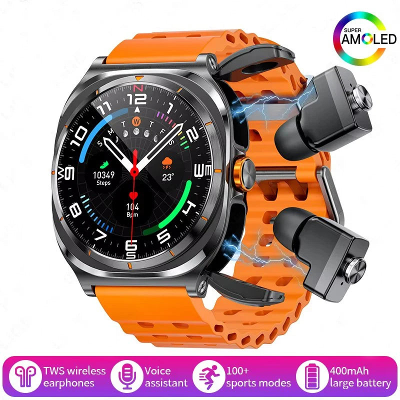 2025 New Smartwatch 2 In1 Headset Features Bt Call Health Detection, Ip67 Water Resistance, Gps Positioning, Sports Mode Watch