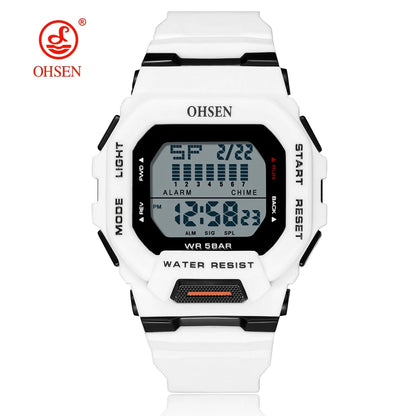 Outdoor Sport Digital Watches for Men Green Silicone Waterproof Tactical Electronic Men's Watch Big Dial Clock relogio masculino