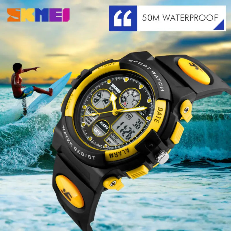 SKMEI Sports Kids Watches 5Bar Waterproof Wristwatch For Boys Girls Back Light Dual Time Display Children Watch Relogio Infantil