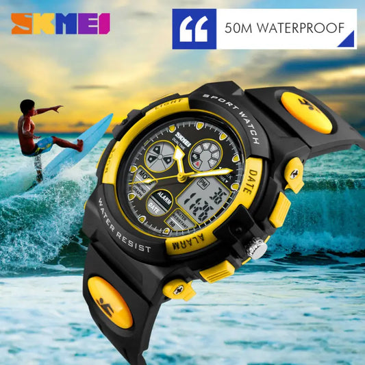 SKMEI Sports Kids Watches 5Bar Waterproof Wristwatch For Boys Girls Back Light Dual Time Display Children Watch Relogio Infantil