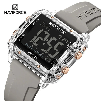 NAVIFORCE Watches for Woman Casual Waterproof Day and Date Dispay Silicone Strap Ladies Wristwatch LCD Digital Electronic Clocks