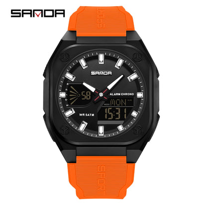 SANDA 6268 Sports Electronic Watch Men Multifunction Outdoor Students Wristwatch Alarm Clock Waterproof Luminous Digital Watches