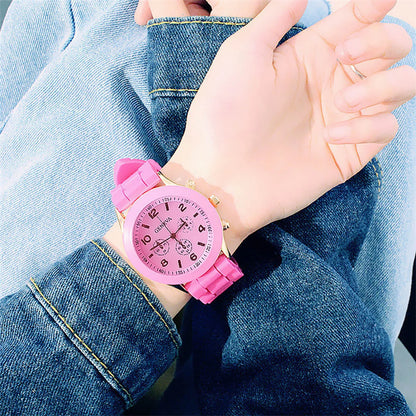 Men'S And Women'S Waterproof Watches Quartz Wristwatch  Circular Arabic Numeral Dial Silicone Strap Wristwatch Decorations Gift