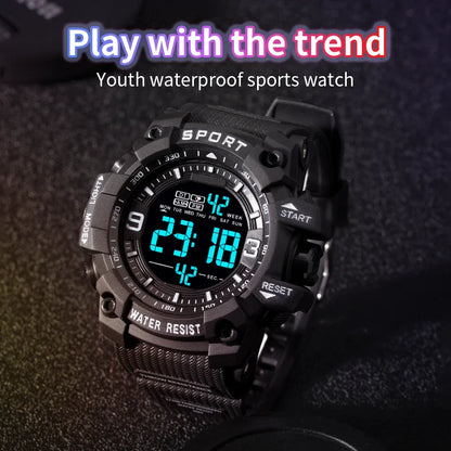 NEW ARRIVAL SPORTS WATCHES FOR MEN Outdoor Sports Waterproof LED Electronic Watch Rubber Student Digital Multifunction Watch
