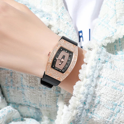 New Top Luxury Watches For Woman Famous Crystal Silicone Jelly Quartz Watch Students Gift Reloj Mujer Ladies Tonneau Wristwatch