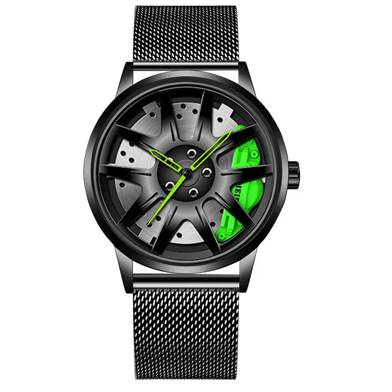 2025 Men Top Big Leather Watches Men Car Wheel Hub Stainless Steel Quartz Watch For Male Military Sports Watch Relogio Masculino
