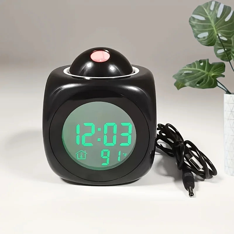 Portable LCD digital projection alarm clock, LCD screen display, living room bedroom projection alarm clock, home decoration