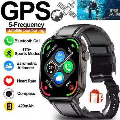 2025 New Built-in GPS Smart Watch 2.01 inch Full Touch Screen IP68 Waterproof Sports Watch 420mAh Bluetooth Talk Men Smartwatch.