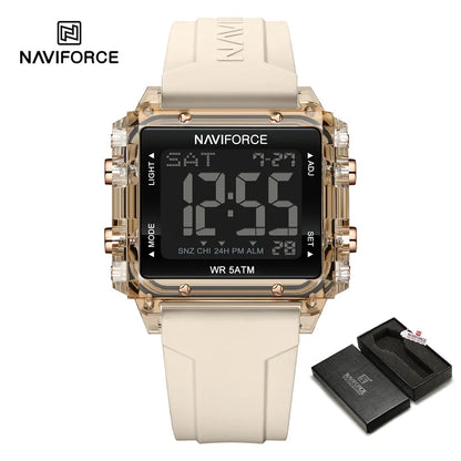 NAVIFORCE Watches for Woman Casual Waterproof Day and Date Dispay Silicone Strap Ladies Wristwatch LCD Digital Electronic Clocks