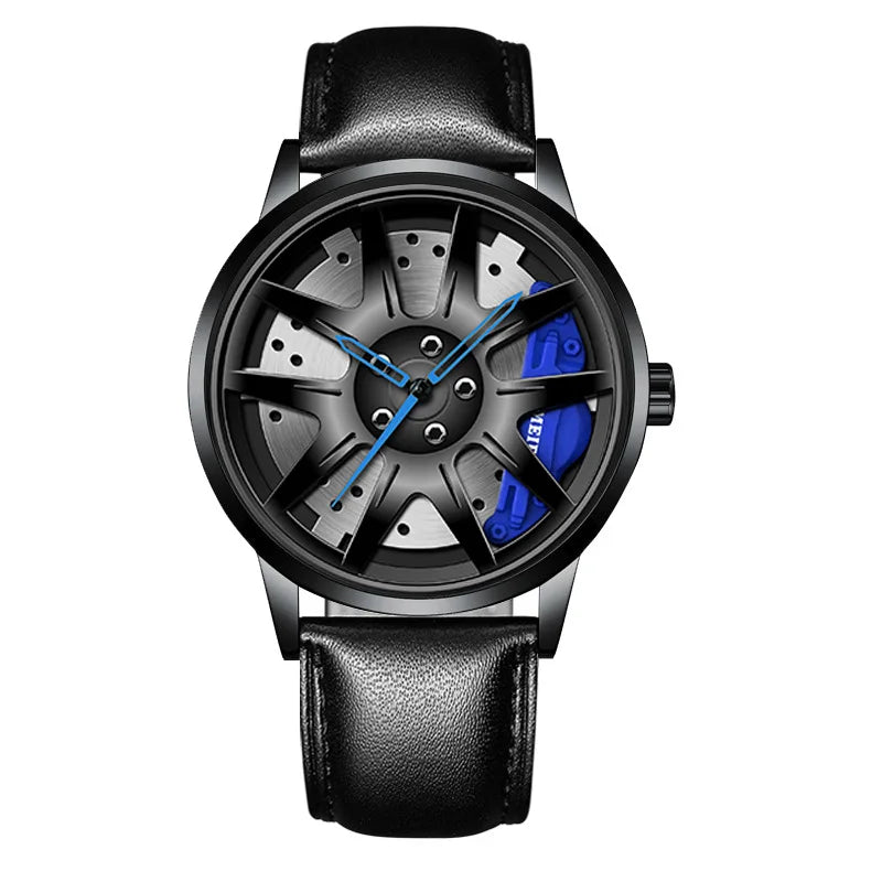 2025 Men Top Big Leather Watches Men Car Wheel Hub Stainless Steel Quartz Watch For Male Military Sports Watch Relogio Masculino
