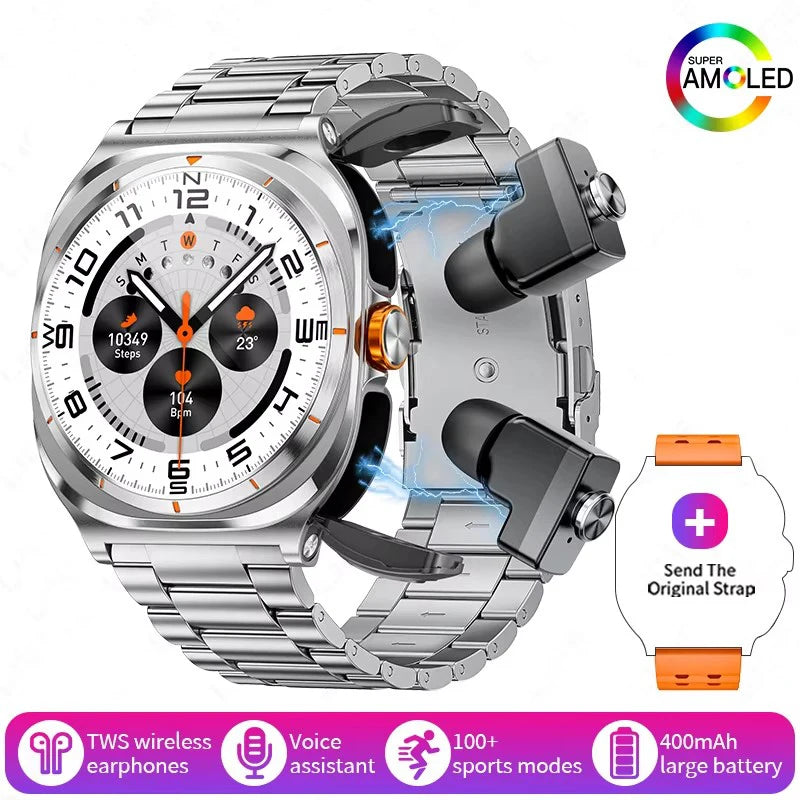 2025 New Smartwatch 2 In1 Headset Features Bt Call Health Detection, Ip67 Water Resistance, Gps Positioning, Sports Mode Watch
