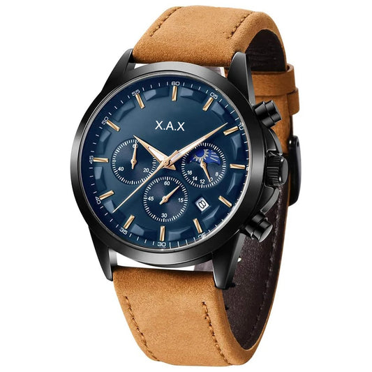 Chronograph Watches Leather Band Multiple Function