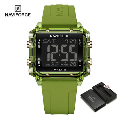 NAVIFORCE Watches for Woman Casual Waterproof Day and Date Dispay Silicone Strap Ladies Wristwatch LCD Digital Electronic Clocks