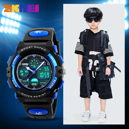 SKMEI Sports Kids Watches 5Bar Waterproof Wristwatch For Boys Girls Back Light Dual Time Display Children Watch Relogio Infantil