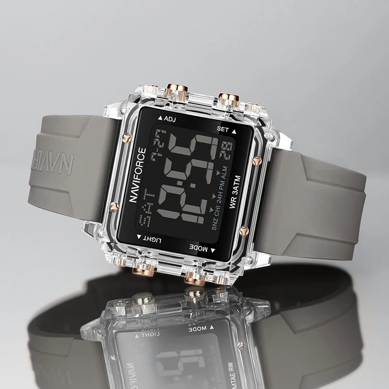 NAVIFORCE Watches for Woman Casual Waterproof Day and Date Dispay Silicone Strap Ladies Wristwatch LCD Digital Electronic Clocks