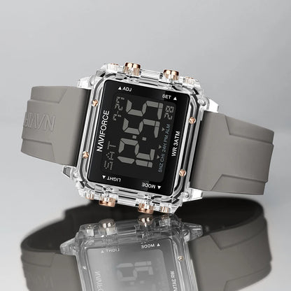 NAVIFORCE Watches for Woman Casual Waterproof Day and Date Dispay Silicone Strap Ladies Wristwatch LCD Digital Electronic Clocks