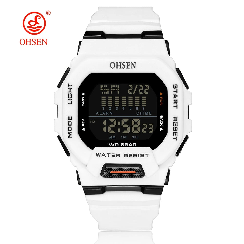 Outdoor Sport Digital Watches for Men Green Silicone Waterproof Tactical Electronic Men's Watch Big Dial Clock relogio masculino
