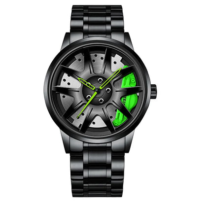 2025 Men Top Big Leather Watches Men Car Wheel Hub Stainless Steel Quartz Watch For Male Military Sports Watch Relogio Masculino