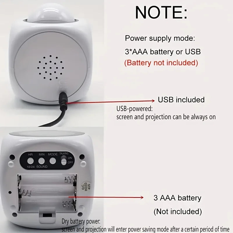 Portable LCD digital projection alarm clock, LCD screen display, living room bedroom projection alarm clock, home decoration