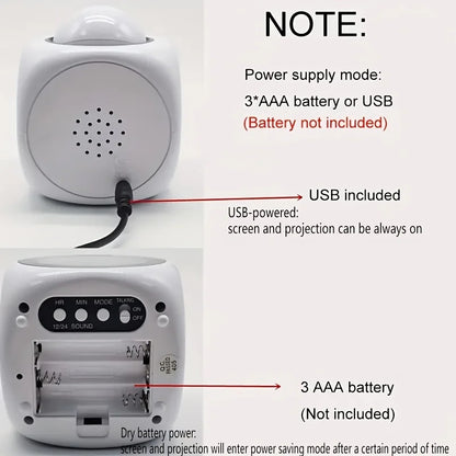 Portable LCD digital projection alarm clock, LCD screen display, living room bedroom projection alarm clock, home decoration