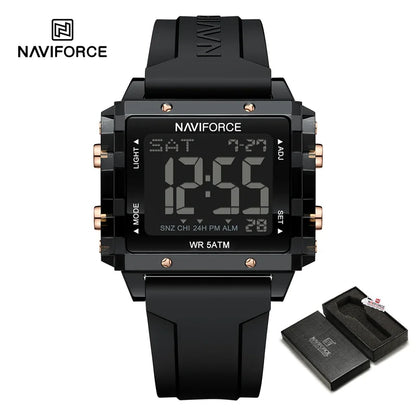 NAVIFORCE Watches for Woman Casual Waterproof Day and Date Dispay Silicone Strap Ladies Wristwatch LCD Digital Electronic Clocks