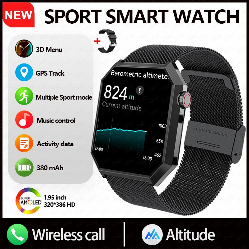 2025 New Smart Watch 1.95"HD Screen Health  Al Voice NFC Sports Mode  Altimeter  BT Call 3D Vision Deep Waterproof Smart Watch