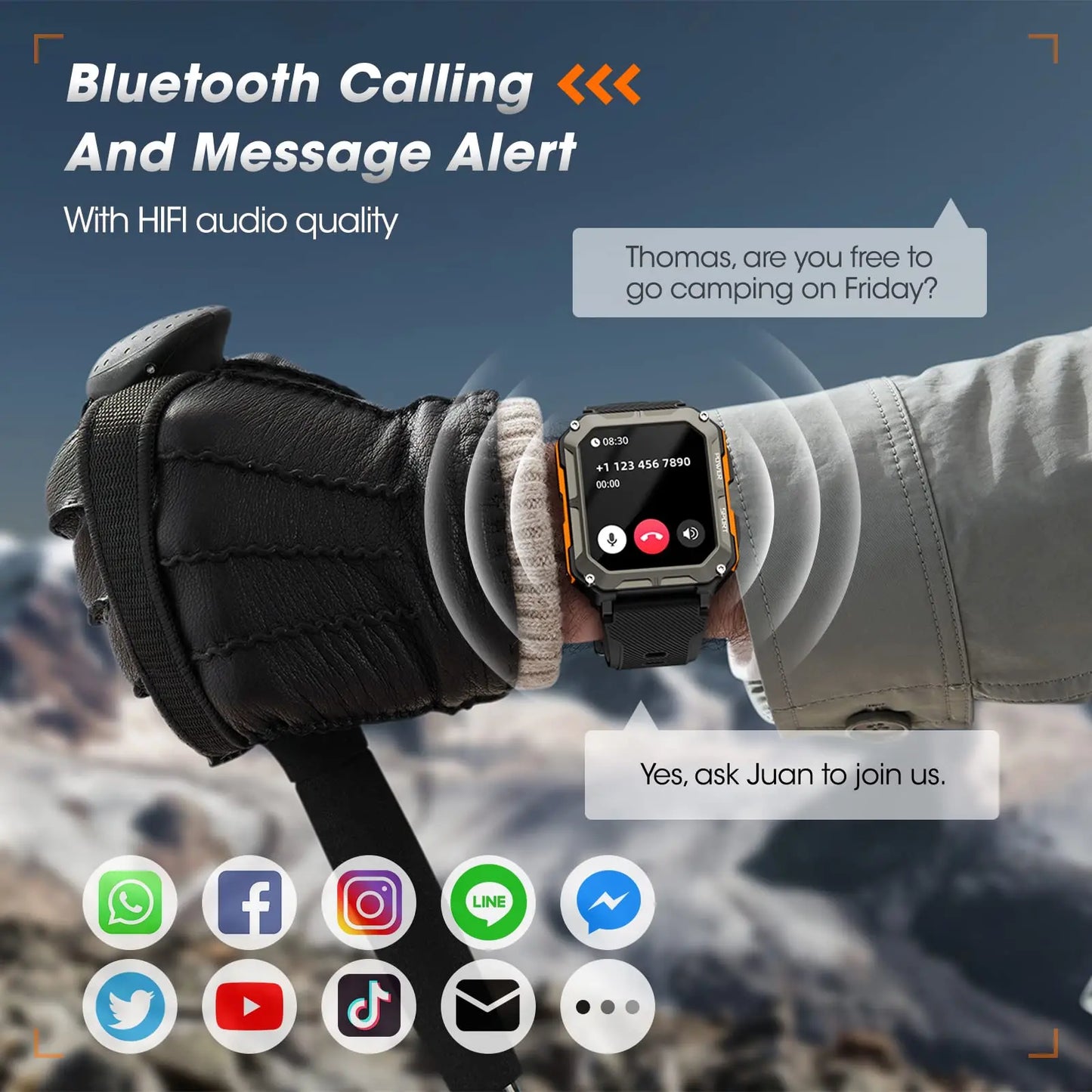 Smart Watch for Men with Blood Pressure,Tactical Smartwatch for Android and iPhone,Waterproof Outdoor Sports Fitness Tracker