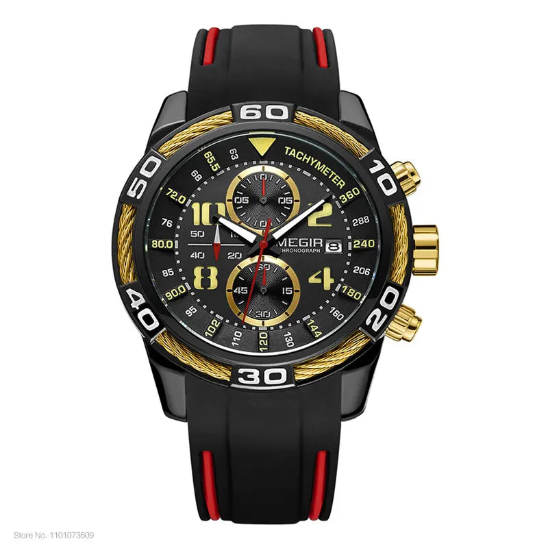 Megir Sports Watch Men Top Brand Luxury Chronograph Quartz Wrist Watches Silicone Bracelet Military Relogio Masculino Clock 2045