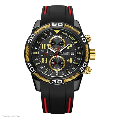 Megir Sports Watch Men Top Brand Luxury Chronograph Quartz Wrist Watches Silicone Bracelet Military Relogio Masculino Clock 2045